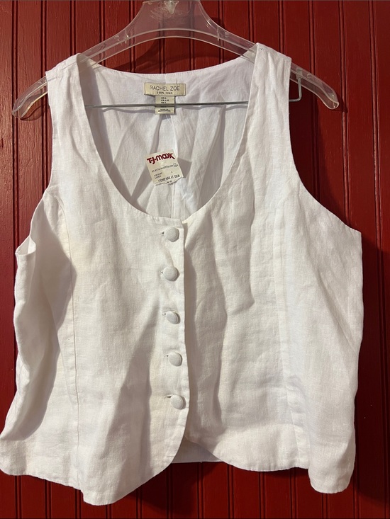 Rachel Zoe Tops - Rachel Zoe White Linen Button-Front Sleeveless Top Large